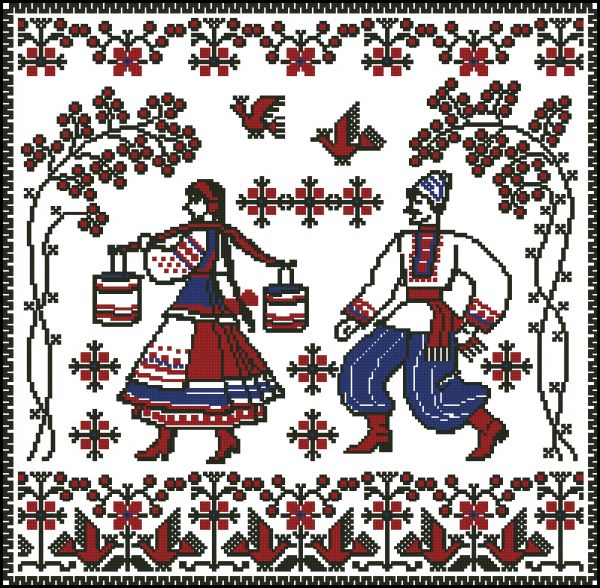 схема вышивки крестом несе Галя воду