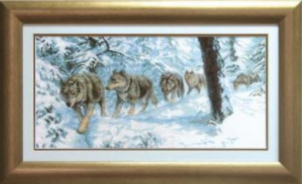 схема вышивки крестом стая волков