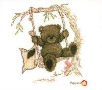 Вышивка крестом Мишутка на качельке
