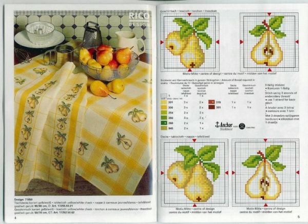 Вышивка крестом Груши для салфетки