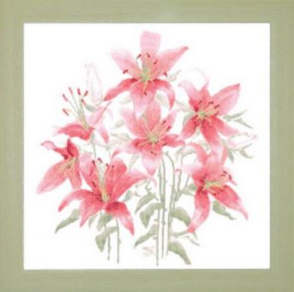 схема вышивки крестом букет лилий