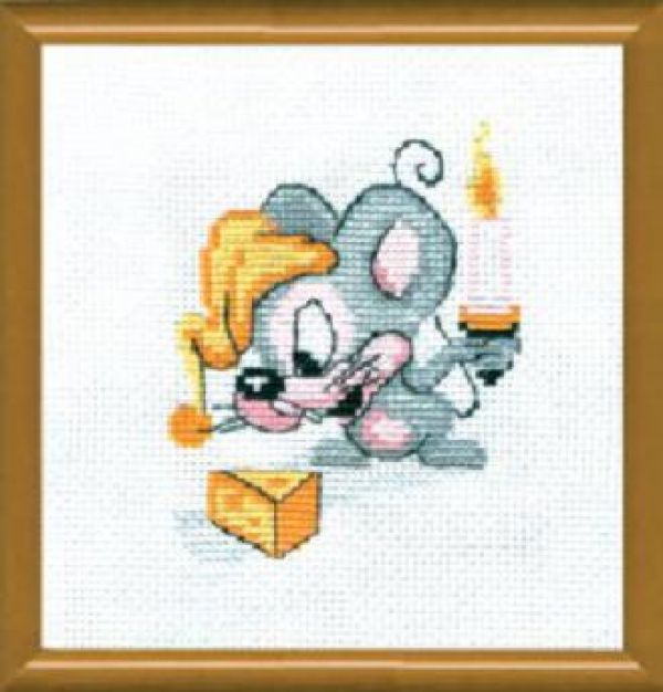 схема вышивки крестом мышка с сыром