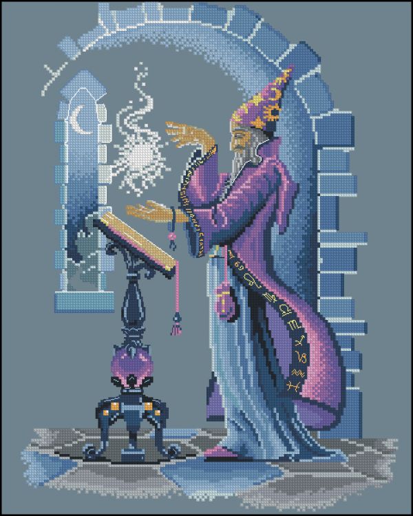 Вышивка крестом Задумчивый волшебник