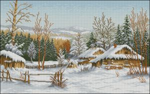 Вышивка крестом Зимние хатки