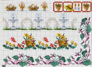 Вышивка крестом Бордюры для скатертей и салфеток 22