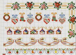 Вышивка крестом Бордюры для скатертей и салфеток 11