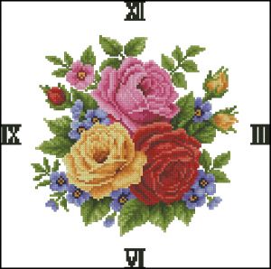 схема вышивки крестом часы с цветами