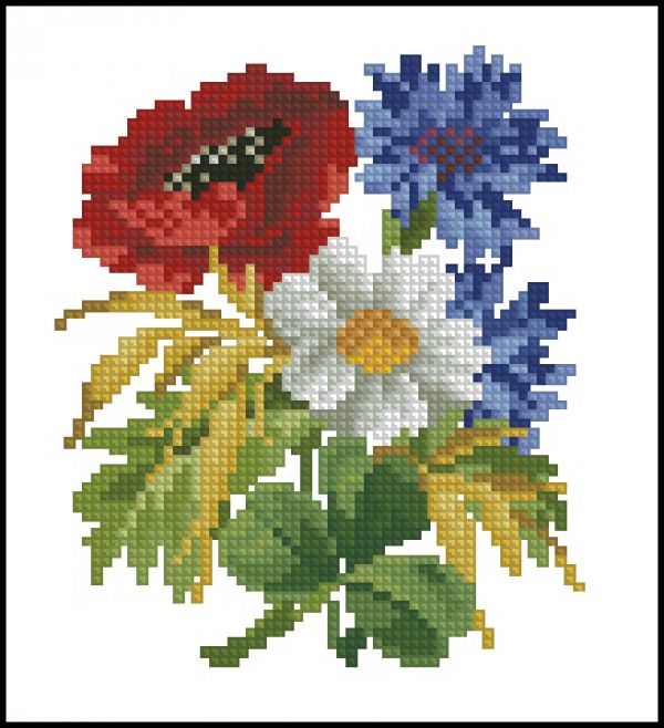 Вышивка крестом Полевые цветы - милый букетик