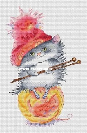 Кот, любитель вязать