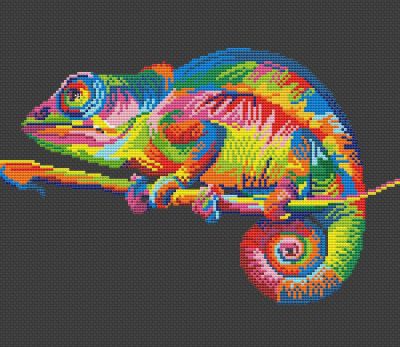 схема для вышивки крестом Радужный хамелеон