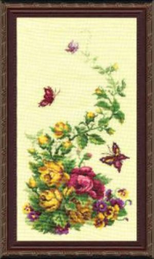 схема вышивки крестом триптих с цветами и бабочками от чаривной мыти