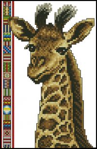 схема вышивки крестом жирафа в дикой природе