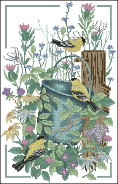схема вышивки крестом собрание щеглов