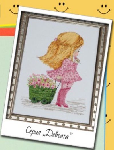 Вышивка крестом Девочка в розовом