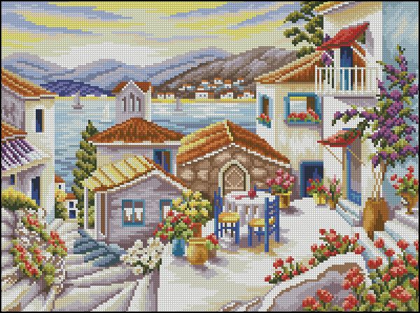 схема вышивки крестом греческий квартал