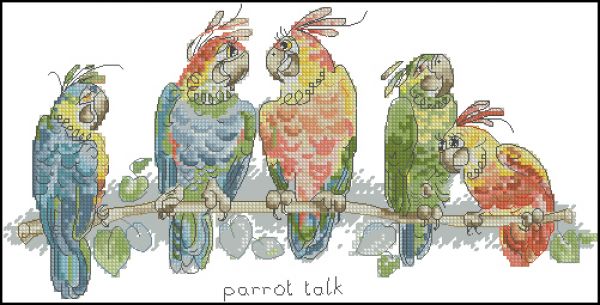 схема для вышивки крестом Разговор папугаев