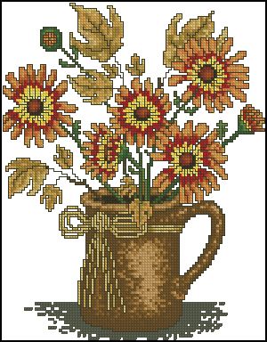 Вышивка крестом Осенние подсолнухи
