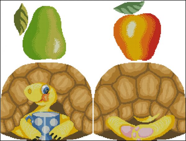 схема вышивки крестом обьемная черепашка 