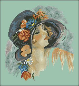 схема вышивки крестом девушка