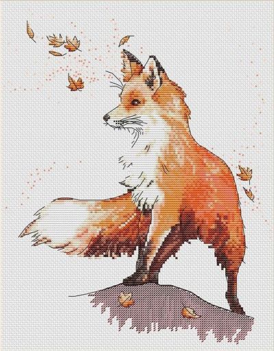 схема вышивки крестом осенняя лиса 