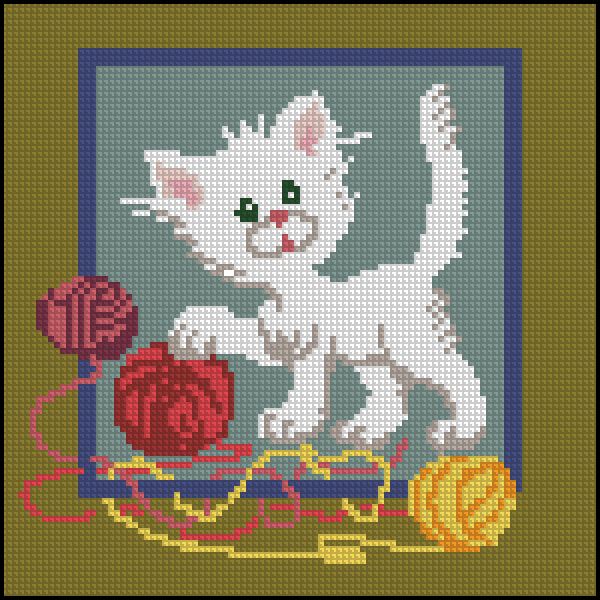 схема вышивки крестом игривый котенок