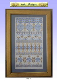 Вышивка крестом Семплер в голубых тонах