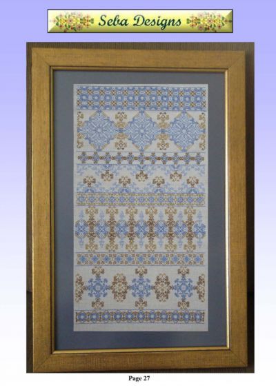 Вышивка крестом Семплер в голубых тонах