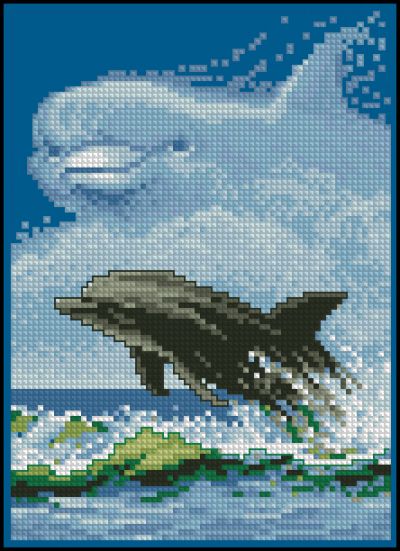 Вышивка крестом Свободные дельфины