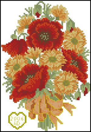 Вышивка крестом Букет маков в подарок