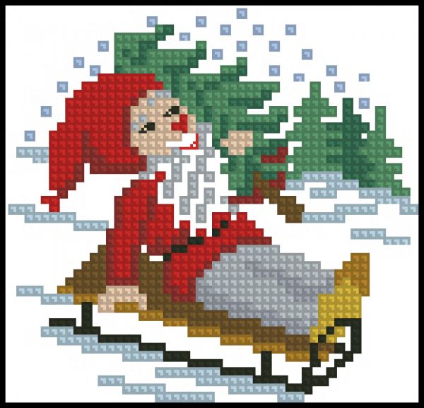 схема вышивки крестом на санках