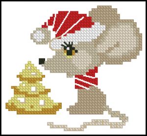 Вышивка крестом Мышка с подарком