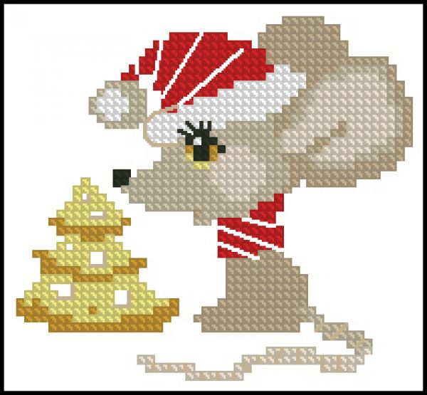 Вышивка крестом Мышка с подарком