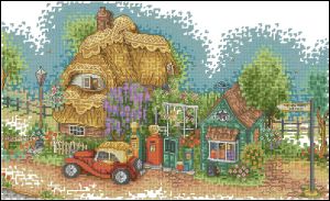 схема для вышивки крестом Гараж на улице Берли