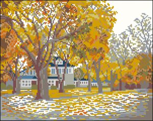 Вышивка крестом Осенний сквер