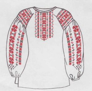 Вышивка крестом Женская сорочка красный бархат