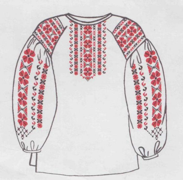 Вышивка крестом Женская сорочка красный бархат