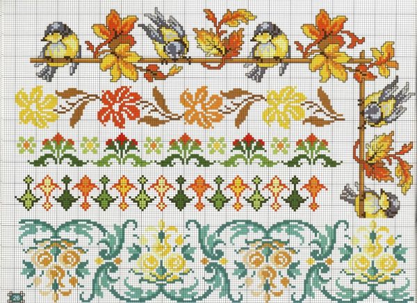 Вышивка крестом Орнамент для скатертей и салфеток 14