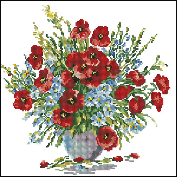 Вышивка крестом Маковый букет