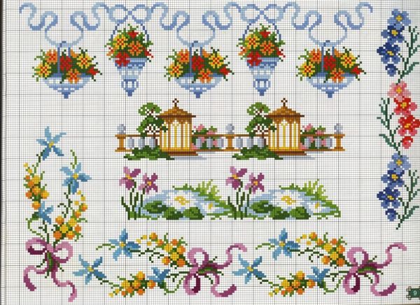 Вышивка крестом Орнамент для бордюр1