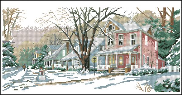 Вышивка крестом Зима на моей улице