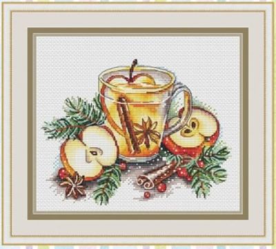 схема вышивки крестом яблочный чай