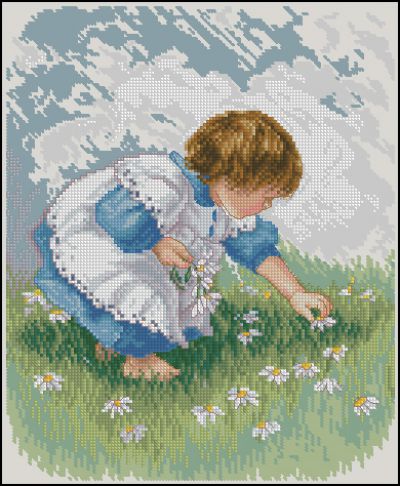 Вышивка крестом Собираю ромашки