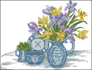 Вышивка крестом Натюрморт с ирисами