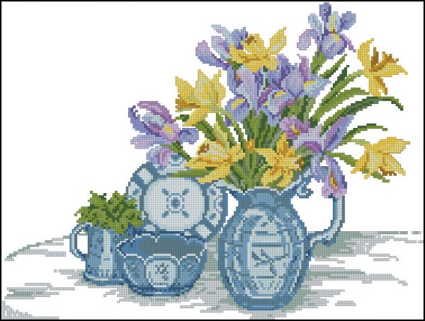 Вышивка крестом Натюрморт с ирисами