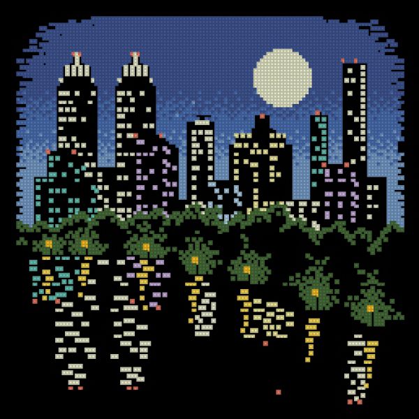 Вышивка крестом Город под луной--