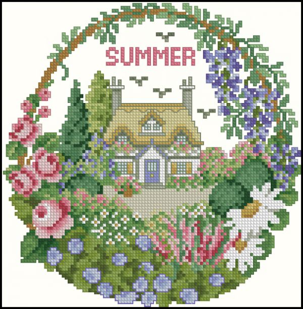 Вышивка крестом Домик летний