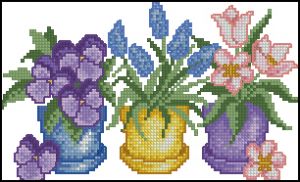 Вышивка крестом Цветочные горшочки