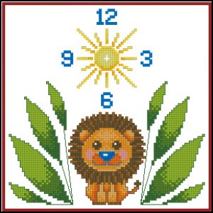 схема вышивки крестом часы со львом