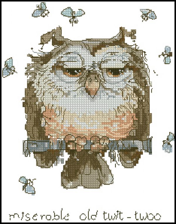 схема для вышивки крестом Нещасный старый сов