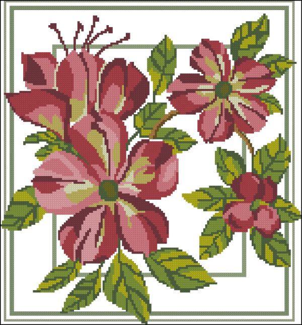 Вышивка крестом Клематис